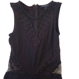 French Connection Womens Lace Trim V-Neck Sleeveless Jumpsuit Black Size 0